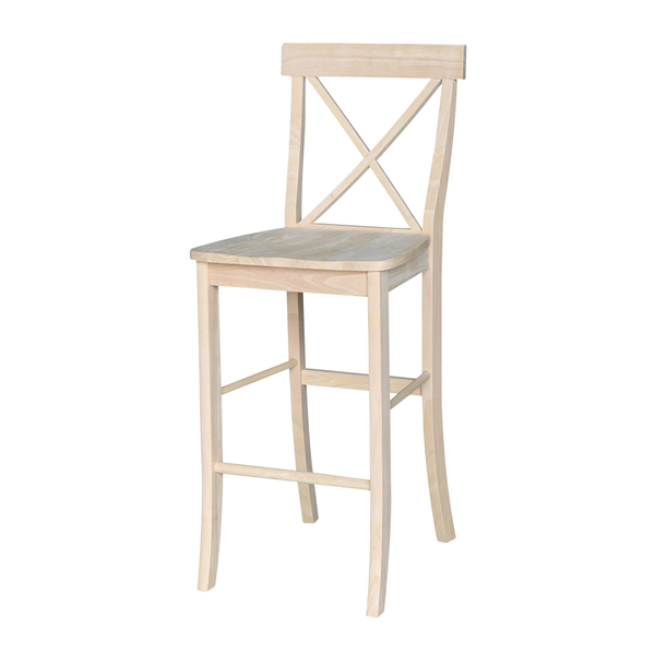 International Concepts X-Back Stool, 30" Seat Height, Unfinished S-6133